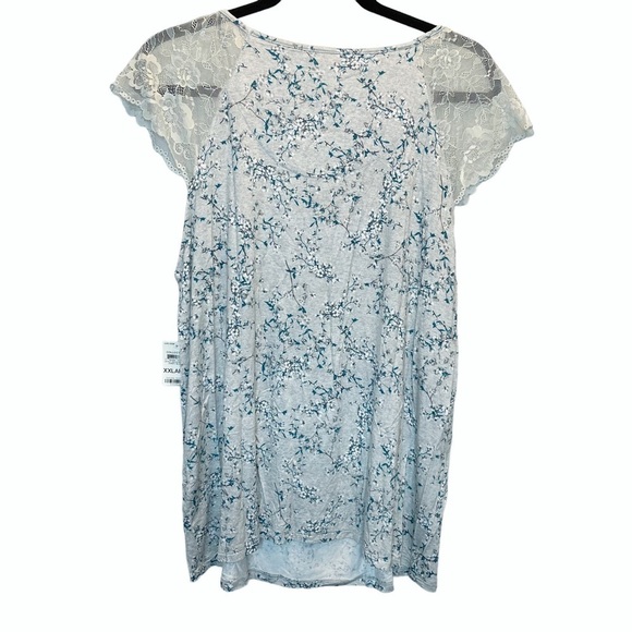 Charter Club Macy's Lace Trim Pajama Top Grey Floral XXL New - Picture 7 of 7
